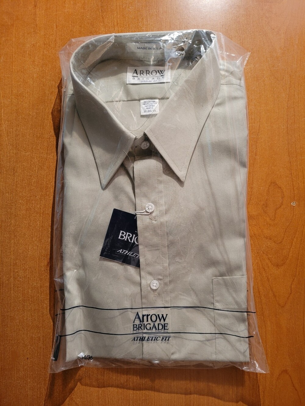 Arrow Brigade Men's Olive Dress Shirt - Athletic Fit Size 17-34/35 NWT